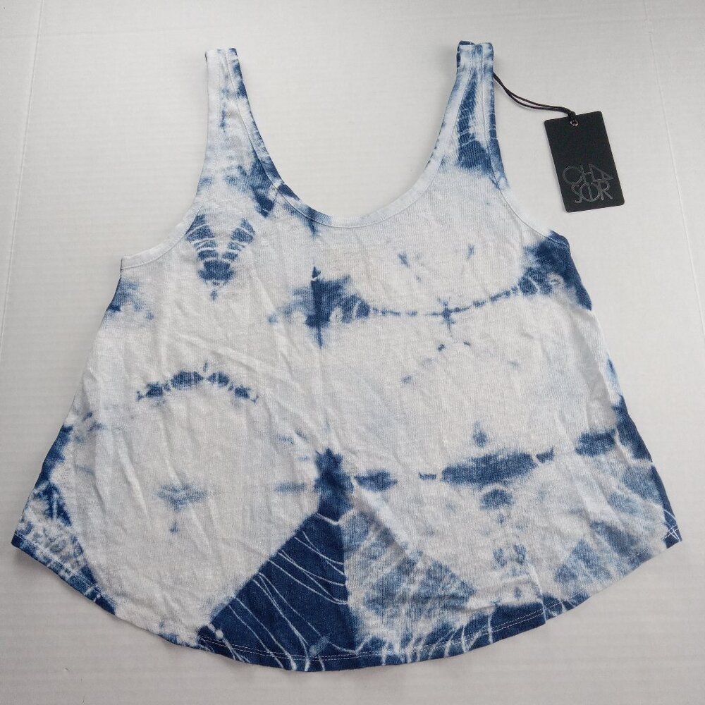 Chaser Women's Relaxed Fit Knit Tank Top Size Small Blue Tie Dye Shirt